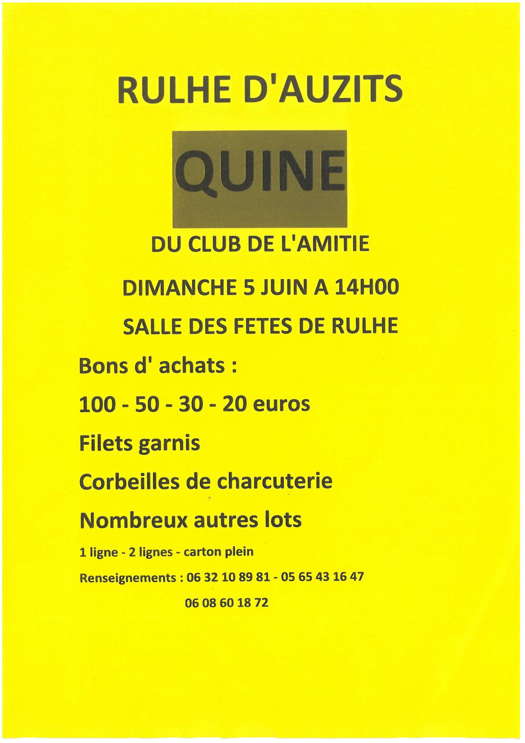 Lire la suite à propos de l’article Quine du Club de l’amitié à Rulhe