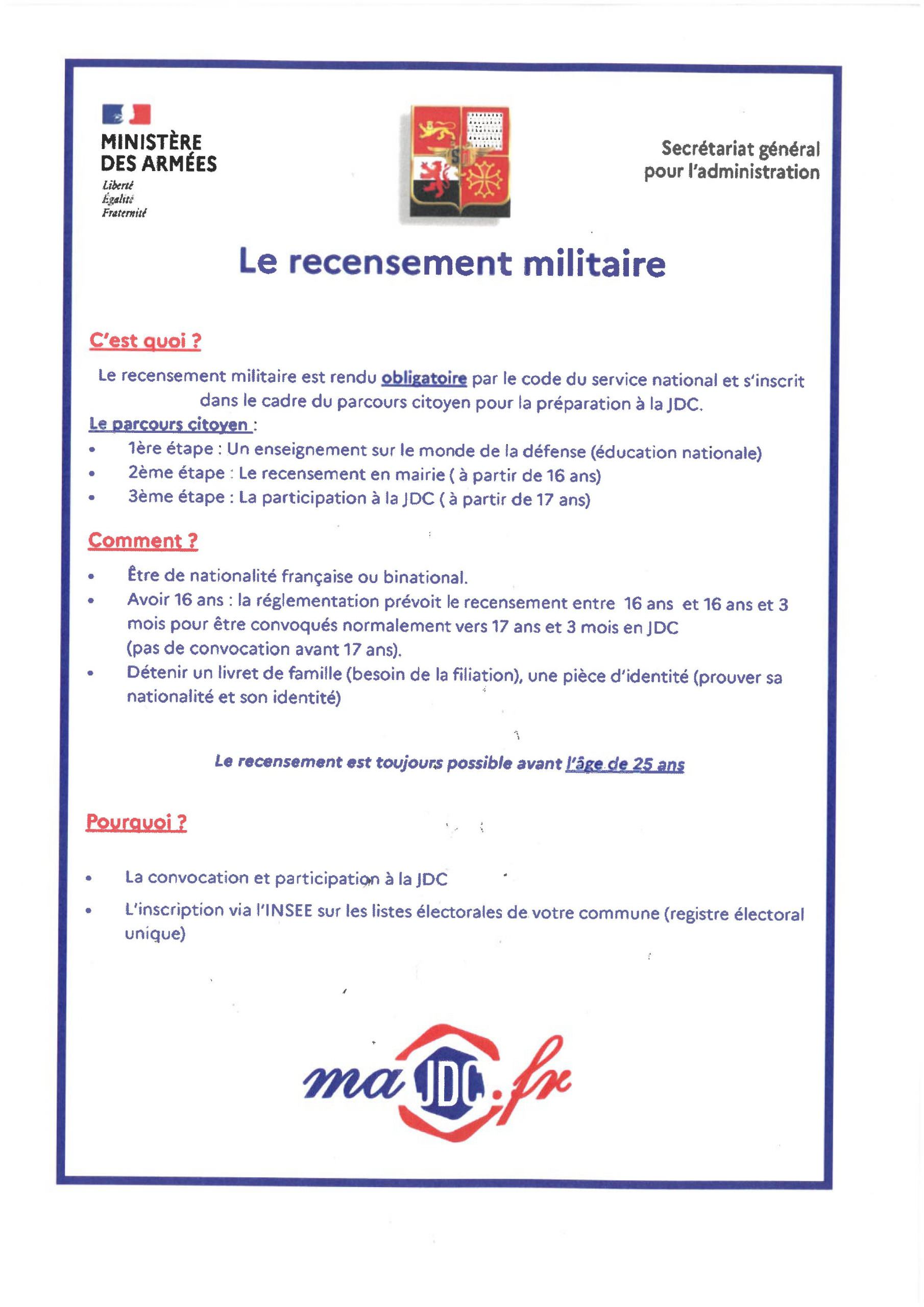 Lire la suite à propos de l’article Le recensement militaire